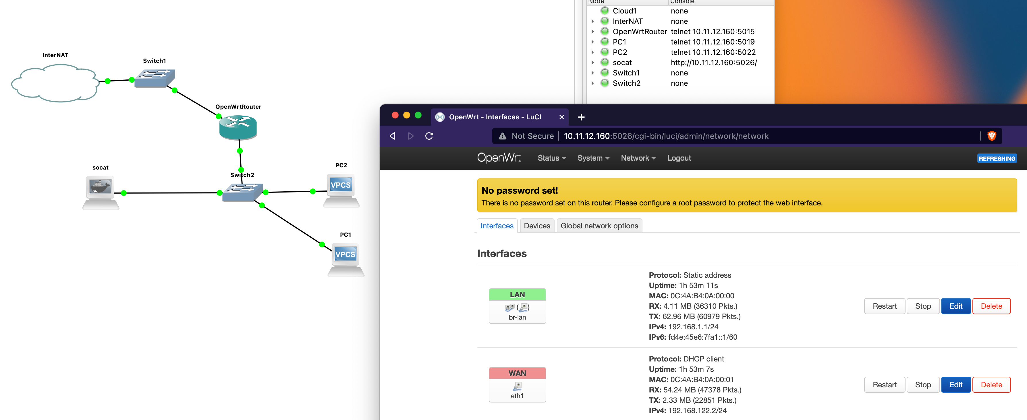 Native Browser with GNS3