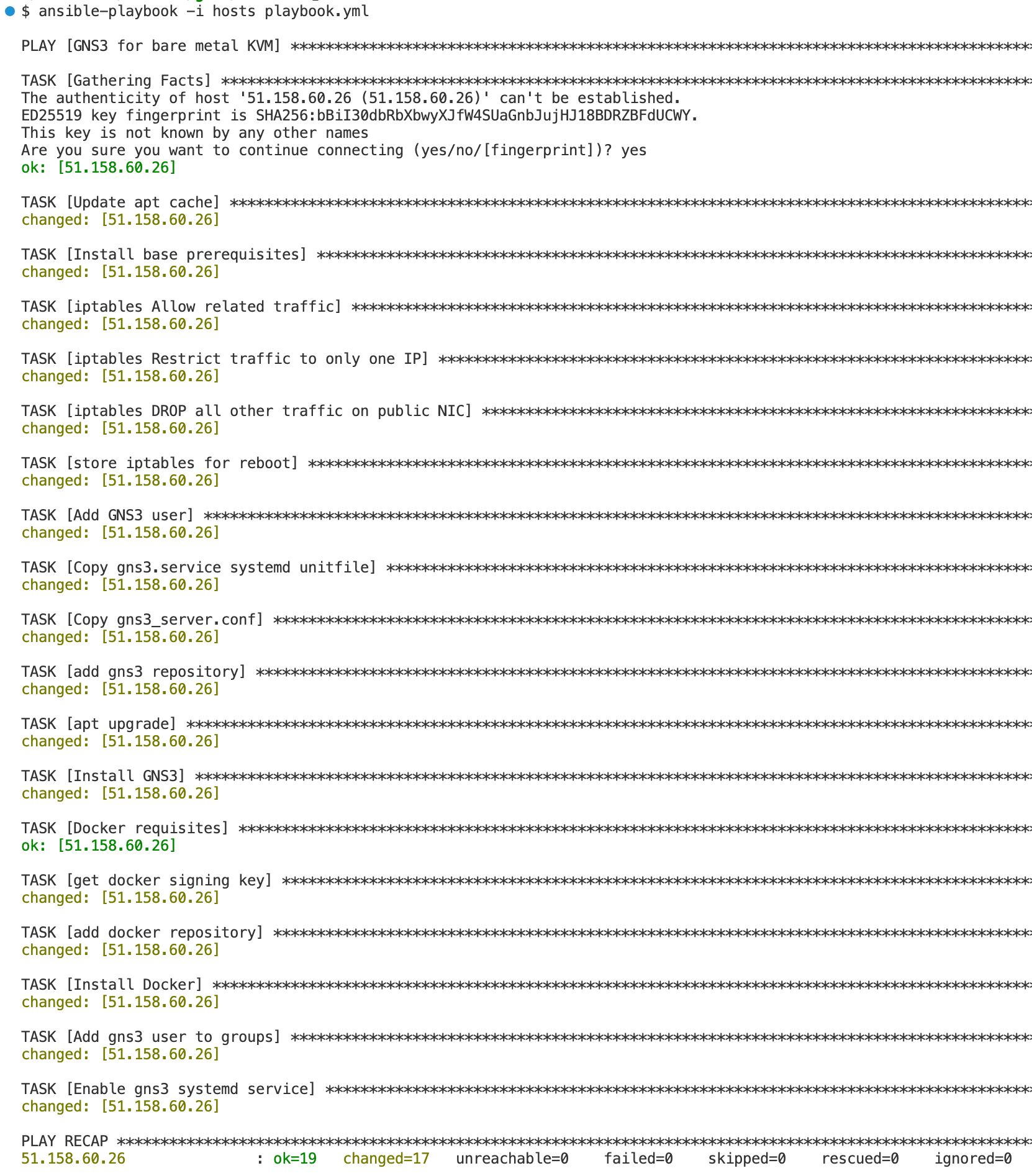 Ansible playbook run