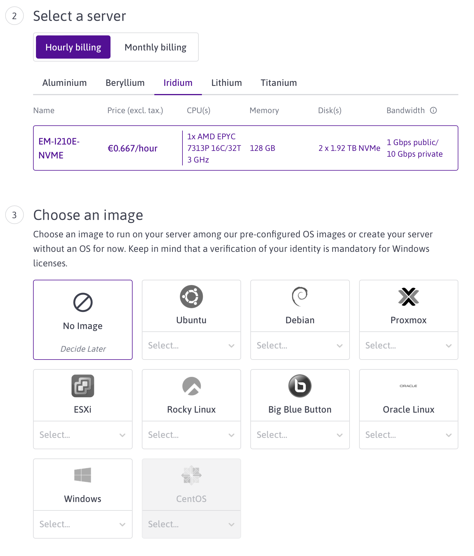 Scaleway web interface